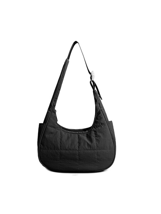 Handbags - Quilted Nylon Crescent Hobo Shoulder Bag Women's Waterproof Purse